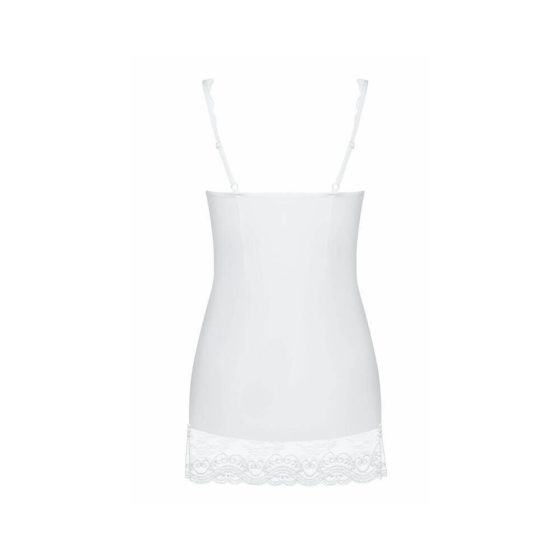 Obsessive Miamor - haină de noapte cu dantelă și pietre, cu tanga albă (alb) - L/XL