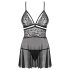 Obsessive - Babydoll dantelat transparent - set lenjerie sexy negru