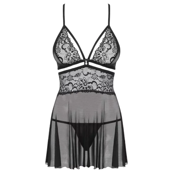 Obsessive - Babydoll dantelat transparent - set lenjerie sexy negru - L/XL