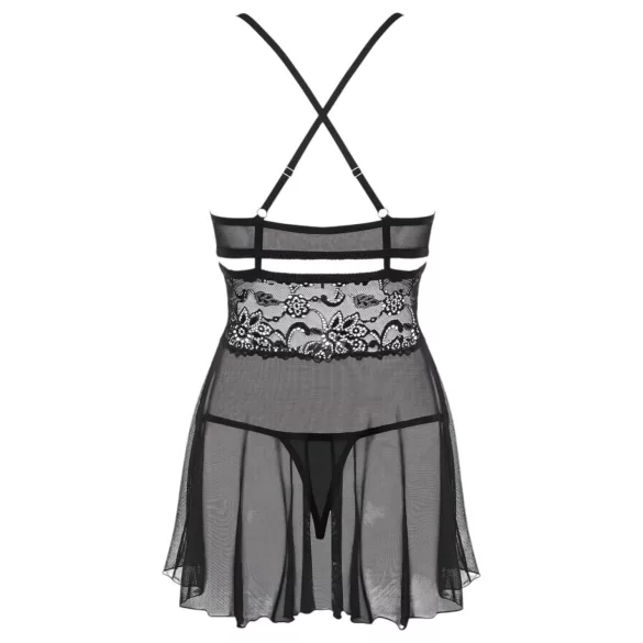 Obsessive - Babydoll dantelat transparent - set lenjerie sexy negru - L/XL