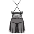 Obsessive - Babydoll dantelat transparent - set lenjerie sexy negru - L/XL