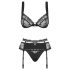 Set lenjerie Obsessive Heartina - negru - L/XL