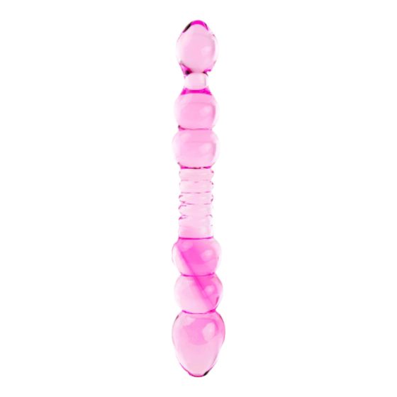 FEELZTOYS GLAZZZ Visuri Lucide - dildo de sticlă cu perle (roz)
