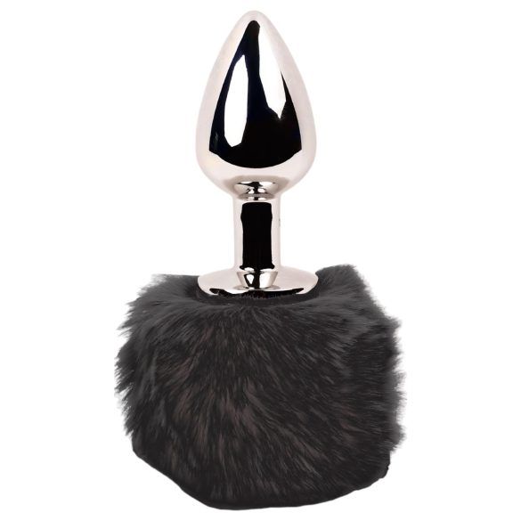 / FEELZTOYS Coada de Iepuraș - plug anal metalic cu coadă (argintiu-negru)