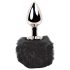 / FEELZTOYS Coada de Iepuraș - plug anal metalic cu coadă (argintiu-negru)