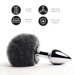   FEELZTOYS Bunny Tails - dildo anal din metal cu cozi de iepuraș (argintiu-negru)