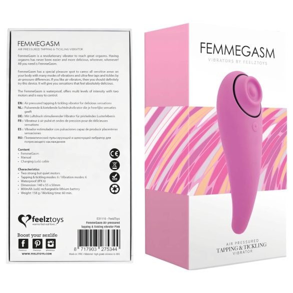 FEELZTOYS Femmegasm - Vibrator 2în1 reîncărcabil pentru clitoris (roz)