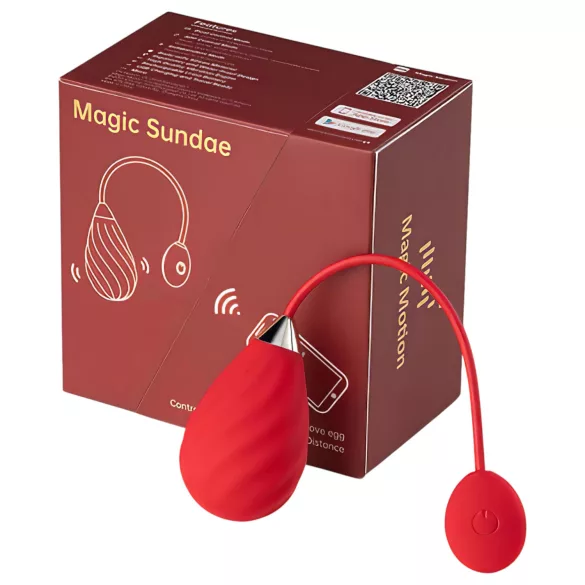 Magic Motion Sundae - ou vibrator purtabil controlat prin aplicație (roșu)