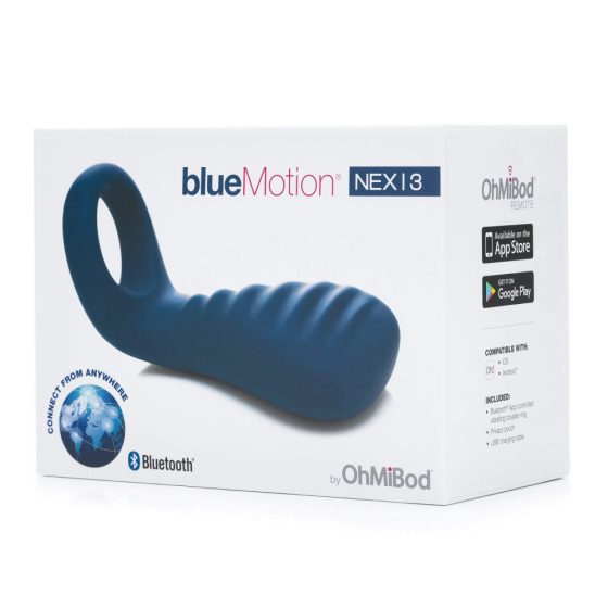 OHMIBOD Bluemotion Nex 3 - inel vibrator inteligent cu acumulator pentru penis (albastru)