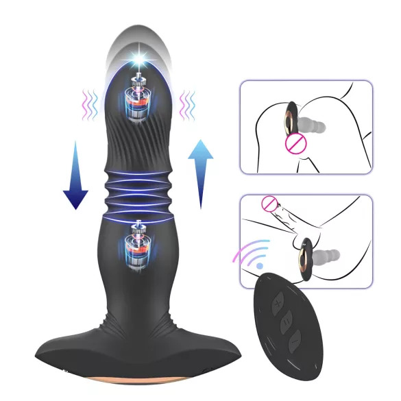 Aixiasia Roy - vibrator anal cu telecomandă și acumulator (negru)