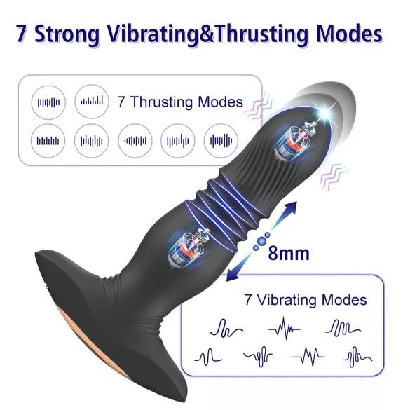 Aixiasia Roy - vibrator anal cu telecomandă și acumulator (negru)