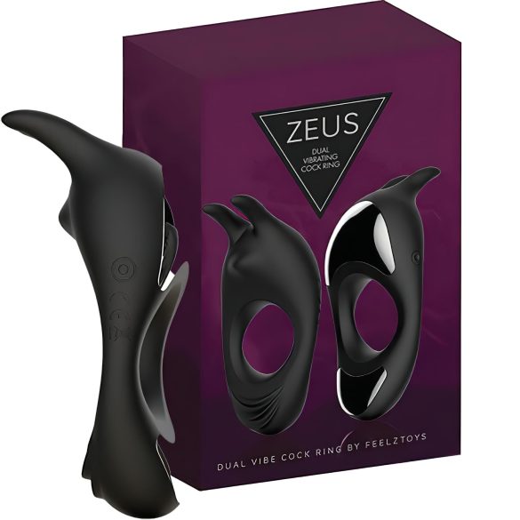 FEELZTOYS Zeus - Inel vibrator pentru penis, reîncărcabil (negru)