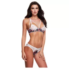 Baci - set sutien dantelat floral + chiloț deschis