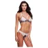 Baci - set sutien dantelat floral + chiloț deschis - M/L