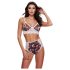 Baci - set sutien dantelat cu imprimeu floral, talie înaltă