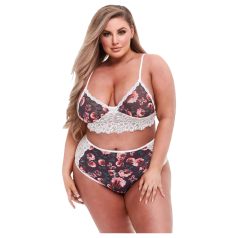   Baci - Set lenjerie mărime mare - dantelă florală - plus size