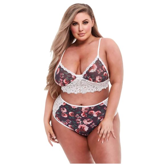 Baci - Set lenjerie mărime mare - dantelă florală - plus size