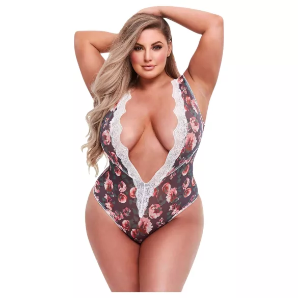 Baci - Body damă plus size - dantelă florală