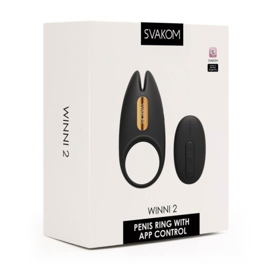 Svakom Winni 2 - inel inteligent cu vibrație radio și acumulator pentru penis (negru)