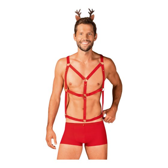 Obsessive Mr Reindy - costum de ren masculin (3 piese) - roșu - L/XL