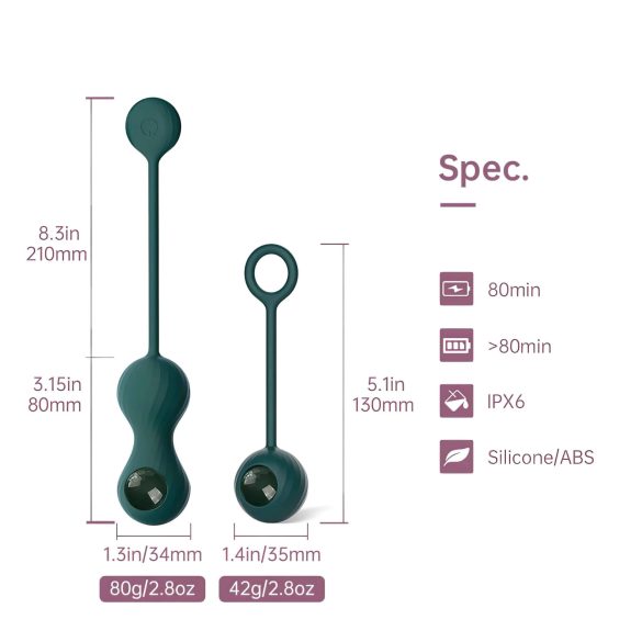 Magic Motion Crystal Duo - bile kegel inteligente - silicon verde
