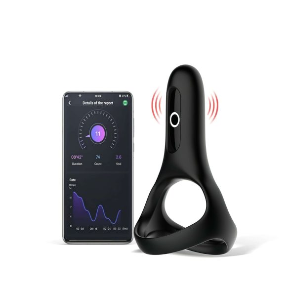 Magic Motion Rise - inel inteligent cu vibrații, reîncărcabil (negru)