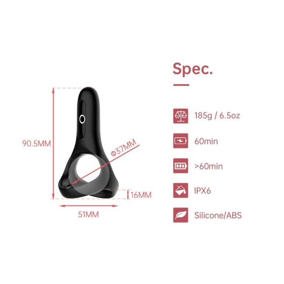 Magic Motion Rise - inel vibratoare inteligent, cu baterie pentru penis (negru)