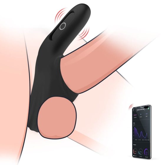 Magic Motion Rise - inel vibratoare inteligent, cu baterie pentru penis (negru)
