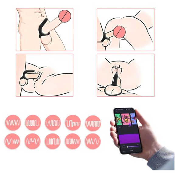 Magic Motion Rise - inel pentru penis cu vibrații - smart, reîncărcabil, negru