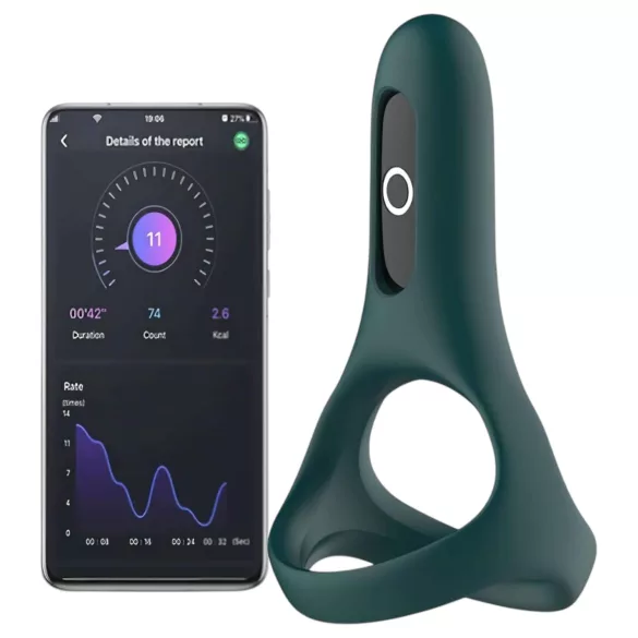 Magic Motion Rise - inel penian cu vibrații controlat prin aplicație, pentru bărbați (verde)