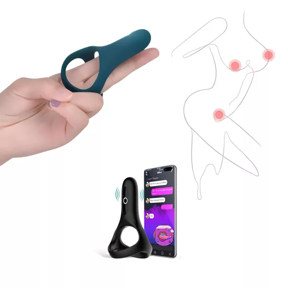 Magic Motion Rise - inel penian cu vibrații controlat prin aplicație, pentru bărbați (verde)