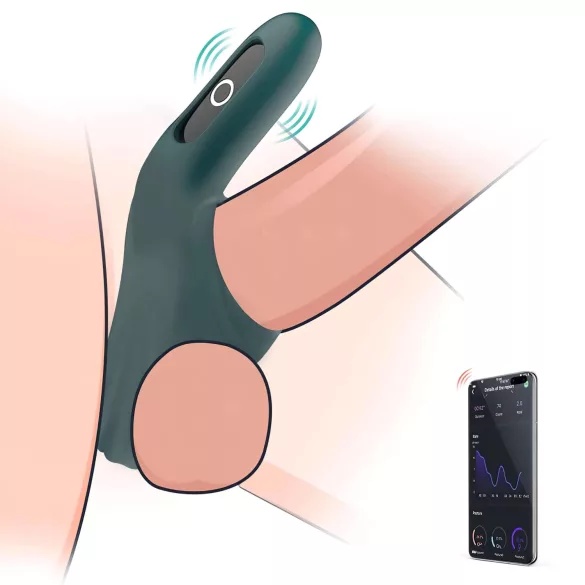 Magic Motion Rise - inel penian cu vibrații controlat prin aplicație, pentru bărbați (verde)