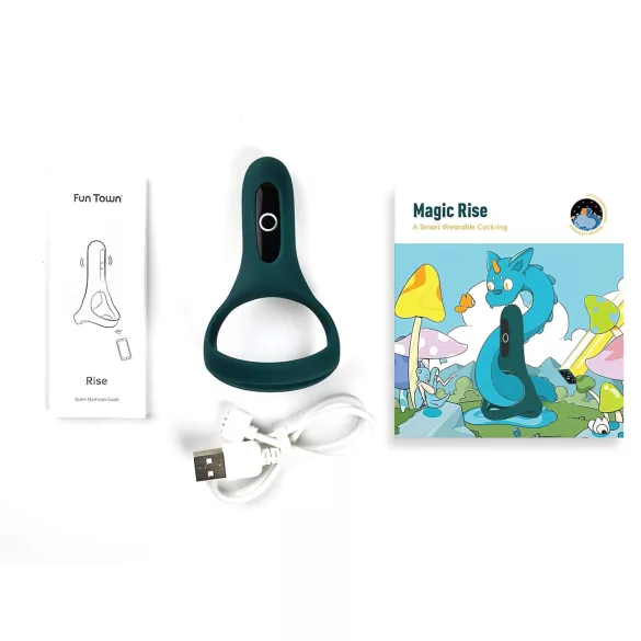 Magic Motion Rise - inel penian cu vibrații controlat prin aplicație, pentru bărbați (verde)