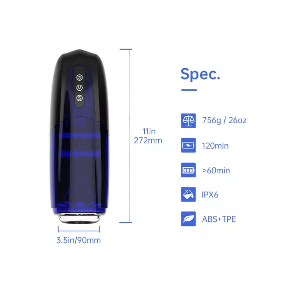 Magic Motion Xone - Masturbator controlat prin aplicație, pentru bărbați (albastru)