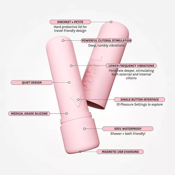 Vush - Mini vibrator reîncărcabil waterproof - roz
