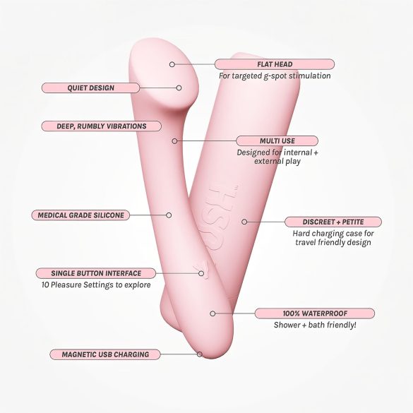Vush Pop Shine - vibrator G-spot impermeabil, roz.