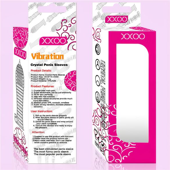 Lonely - mânecă penis vibrator, extensie grosime - transparent