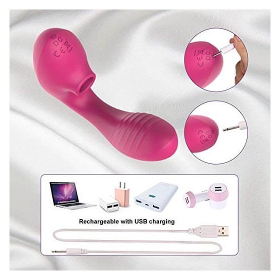 Tracy's Dog OG - Vibrator impermeabil pentru punctul G și stimulator clitoridian (roz)
