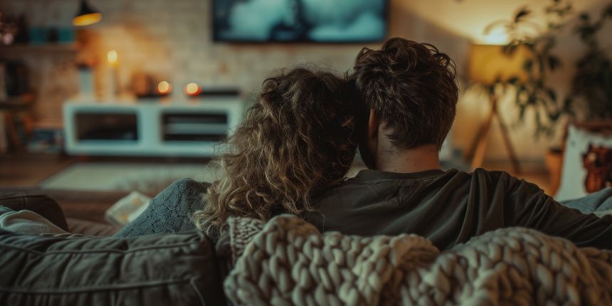 Cuplu care urmărește împreună un film erotic - lovesexshop.ro sex shop